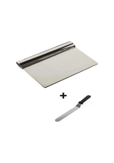 2'li Pasta Sıvama Spatulası + Çelik Hamur Kazıyıcı Seti Profesyonel Kek Krema Ve Hamur Kesici Çeli Diğer