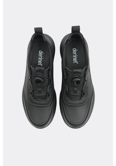Derinet İthal Malzeme Akıllı Bağcık Erkek Sneaker Siyah Siyah