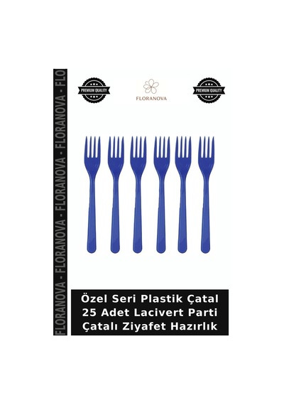 Özel Seri Plastik Çatal 25 Adet Lacivert Parti Çatalı Ziyafet Hazırlık Mavi
