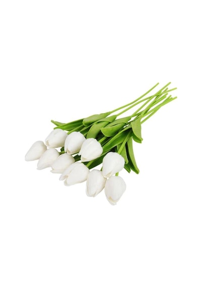 Yapay Çiçek Islak Lale Gerçeksi Doku 10Lu Beyaz (370690052)