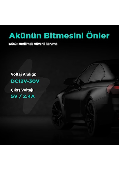360+ Botslab G980H Pro/G500H Pro Type-C Araç İçi Kamera Park Modu Akü Bağlantı Kablosu (24 Saat Kayıt)