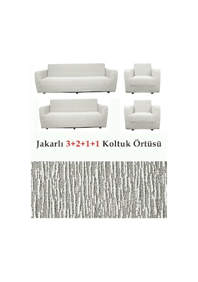 Jakarlı Koltuk Örtüsü , Kanepe ,chester Örtüsü 3211 Taşgri Taş Gri