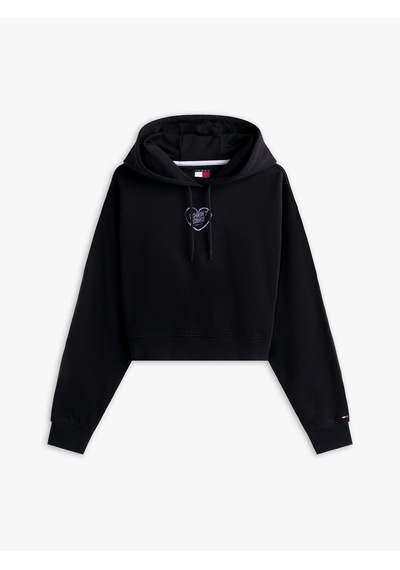 Tommy Hilfiger Kadın Marka Logolu Kapüşonlu Şık Görünüşlü Siyah Sweatshirt Dw0dw21408 Bds
