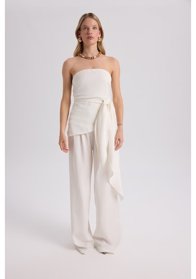 Mai Collection Mai Studios Co. Mila Beyaz Bluz Pantolon Takım Beyaz