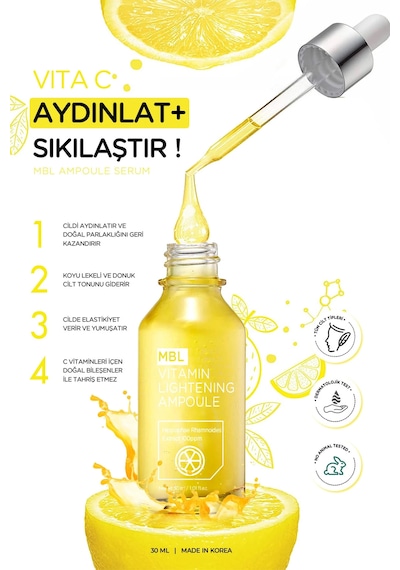 Leke Karşıtı Aydınlatıcı Konsantre C Vitamini Içerikli Cilt Serumu 30 Ml