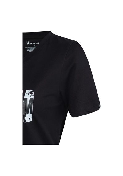 2as Alone Baskılı V Yaka Kadın T-shirt 404 Siyah