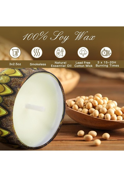 Mum Hediye Seti Bohem Çiçek Kokusu Kokulu Soya Mumları Kadın Hediyeleri 2.5 Oz Stres Giderici Aromaterapi Mumları, Diwali, Doğum Günü Hediyeleri, 3'lü Paket Diğer