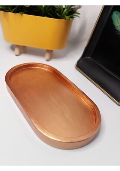 Dekoratif Oval Bronz Beton Biblo Tabak Takı Tabağı Mum Tabağı Mumluk Organizer