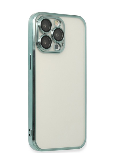 Apple iPhone Uyumlu  14 Pro Max Uyumlu Kılıf Lensli Silikon - Yeşil
