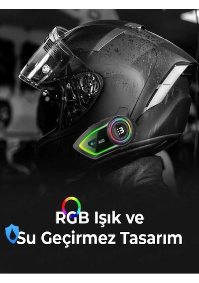 Deanb A60 Ip67 Su Geçirmez Rgb Işıklı Kablosuz Motosiklet Kulaklığı