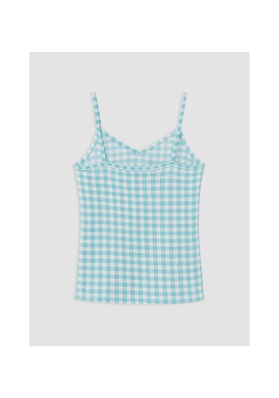 Lcw Dream Mavi V Yaka Ekose Kadın Şortlu Pijama Takımı
