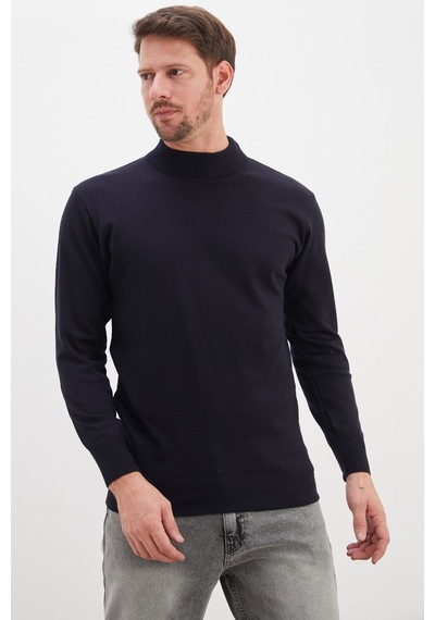 Fullamoda Basic Dik Yaka Regular Fit Triko Kazak Lacivert