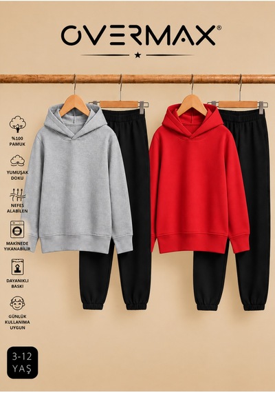 Overmax 2 Li Çocuk Kapüşonlu Eşofman Takımı Sweatshirt & Eşofman Altı 3-12 Yaş Gri-siyah, Kırmızı-siyah - 919953561 Gri-siyah, Kırmızı-siyah Overmax 2 Li Çocuk Kapüşonlu Eşofman Takımı Sweatshirt & Eşofman Altı 3-12 Yaş Gri-siyah, Kırmızı-siyah - 919953561 Gri-siyah, Kırmızı-siyah