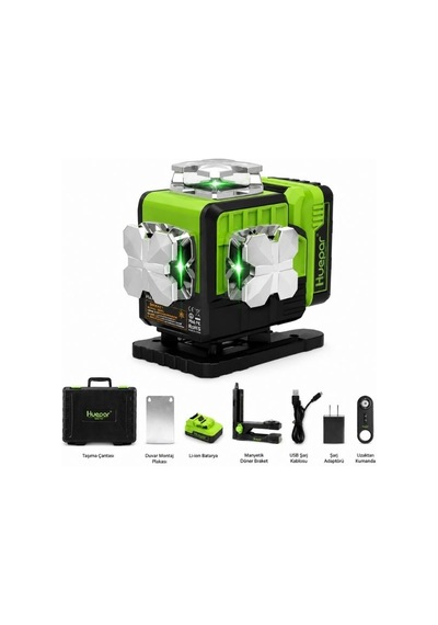Huepar P04cg 4d Yeşil Lazer Seviyesi 4x360 Bluetooth Kontrollü Profesyonel Cihaz