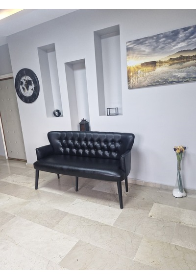 Azra Mobilya Deri 3 Ü Çay Seti Koltuğu Üçü Koltuk - Cafe, Ofis, Balkon, Kafe, Bahçe, Salon Mobilyası Siyah