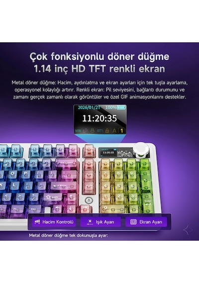 Ak980v2 Pro 8000 Hz Kablosuz Mekanik Oyun Klavyesi-tft Ekranlı-rapid Trigger