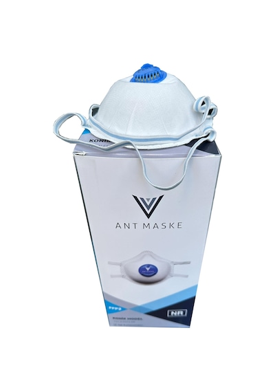 Ant Beyaz Ventilli Ffp2 Nr Toz İş Güvenlik Sanayi Boya Konik Maske - 25 Adetlik Paket
