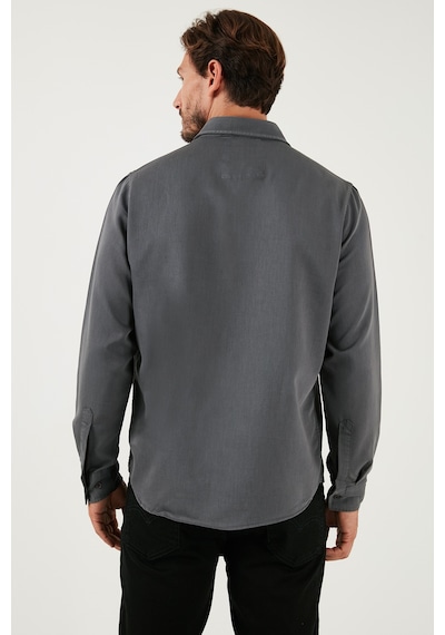Buratti Pamuklu Çift Cepli Regular Fit Erkek Gömlek Cf25W128858 Antrasit