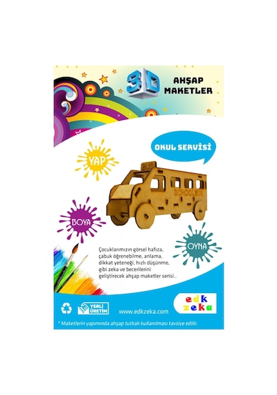 Ahşap Maket Okul Otobüsü Boya Ve Fırça