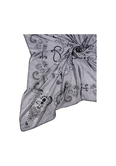Mim Eşarp Mısırlı Eşarpları Mısırlı Eşarp Alize Krep Etnik Desenli Eşarp 140x140 Cm Gri - Siyah