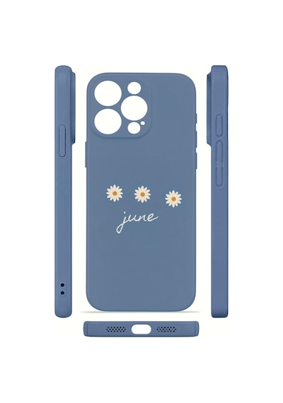 Apple iPhone Uyumlu 15 Pro Max Vorian İnce Kamera Korumalı Mika Kılıf June Daisy Blue June Daisy Blue Mika