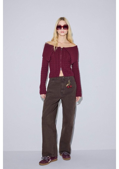 Defacto Regular Fit Açık Omuz Hırka E8263ax25wnbr456 Bordo