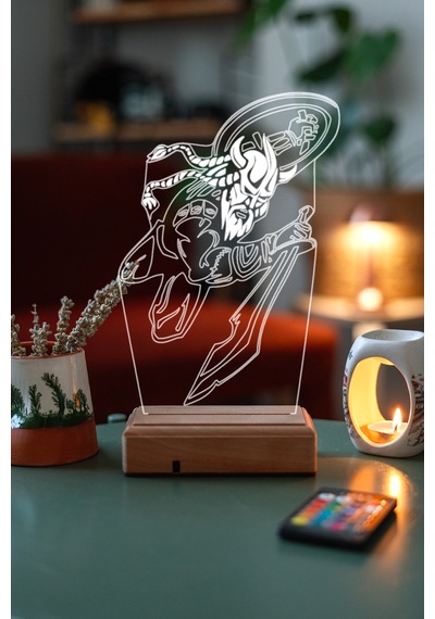 Özel Tasarım 3D Kılıç Ve Kalkanlı Viking Led Lamba