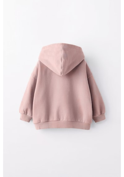 Kız Çocuk Minnie Baskılı Kapüşonlu Manşetli Sweatshirt Pudra
