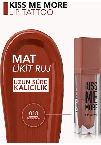 Flormar Kiss Me More Yüksek Pigmentli & Mat Bitişli Nemlendirici Likit Ruj 018 Perfection