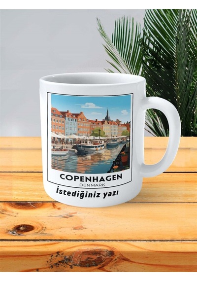 Copenhagen Baskılı Kupa Bardak Kişiye Özel Desen Çok Renkli