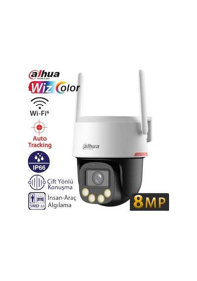 Dahua Ipc-pt2849dc1-sw-pv 8mp Wi-fi 6 Dış Mekan Pt Hareketli Güvenlik Kamerası - Renkli Gece Görüş