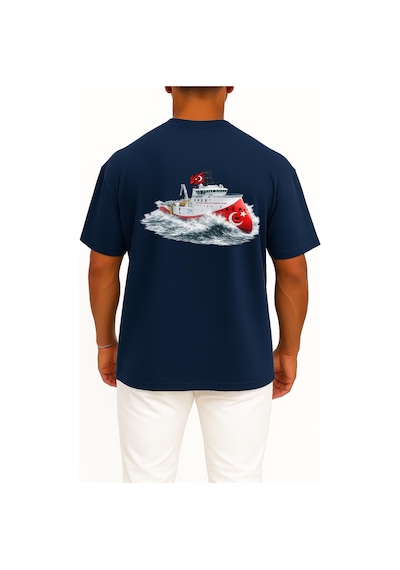 Bahriyeli Collection Oversize Rv Barbaros Hayreddin Paşa Dalgalar Arası Göğüs Ve Sırt Baskılı Unisex T-shirt Lacivert Bahriyeli Collection Oversize Rv Barbaros Hayreddin Paşa Dalgalar Arası Göğüs Ve Sırt Baskılı Unisex T-shirt Lacivert
