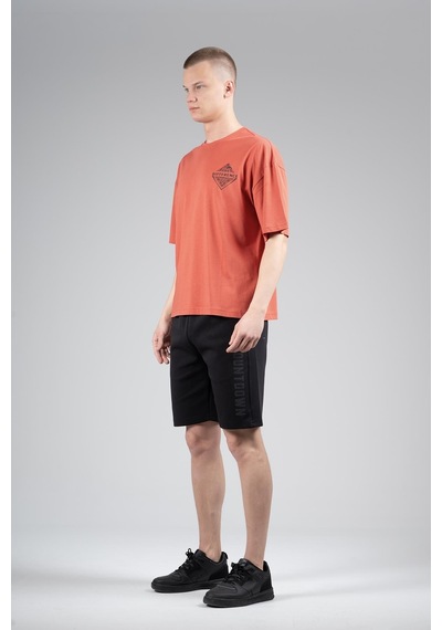 Maraton Sportswear Oversize Erkek Bisiklet Yaka Kısa Kol Basic Kiremit T-shirt 22694-kiremit Kiremit