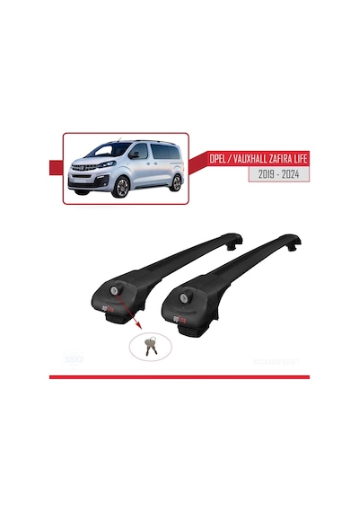 Opel / Vauxhall Zafira Life 2019 Ve Sonrası İle Uyumlu Ace-1 Ara Atkı Tavan Barı Siyah