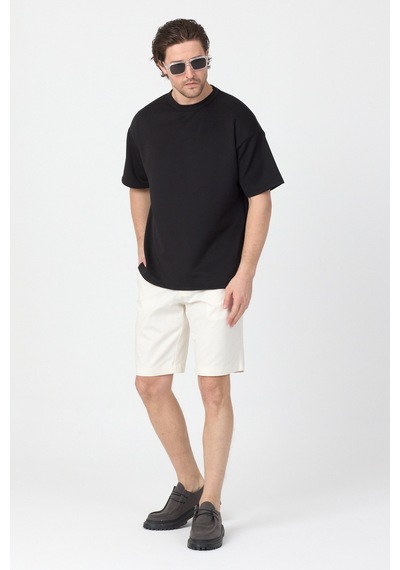 Tonny Black Kalın Kumaş Oversize T-shirt Erkek Siyah T-shirt Tbtshrt005