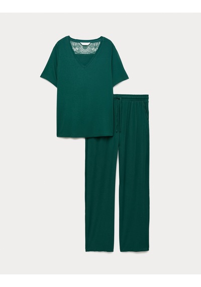 Marks & Spencer Dantel Detaylı Pijama Takımı Yeşil