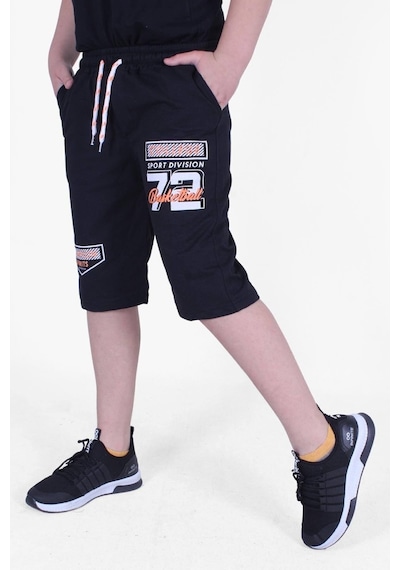 Fyk Kids 72 Yazı Baskılı Geniş Paça Kordon Detaylı Erkek Çocuk Kapri Siyah