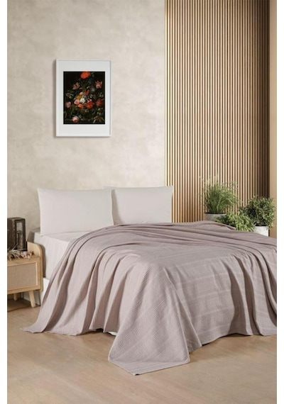 Kristal Bamboo Lastikli Çarşaflı Tek Kişilik Pike Takımı Cappucino Cappucino