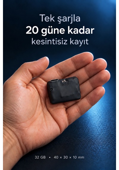 32 Gb Mini Ses Kayıt Cihazı 20 Güne Kadar Kesintisiz Kayıt, Sese Duyarlı, Kulaklık Ve Type-c Otg