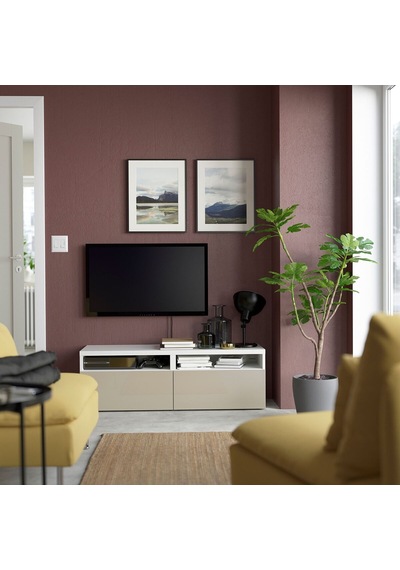 Tv Sehpası, Beyaz-parlak Cila-bej, 120x42x39 Cm, Selsvıken, Fren Raylı Beyaz Tv Sehpası, Beyaz-parlak Cila-bej, 120x42x39 Cm, Selsvıken, Fren Raylı Beyaz