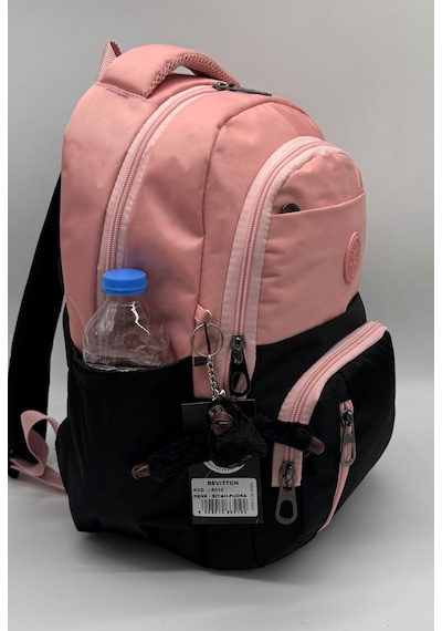 Suya Dayanıklı İlk Okul Çantası 3'lü Seti Unisex Çocuk İlkokul Çantası Ldc-8010 Pudra-siyah Pembe