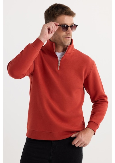 Tudors Unisex Relax Fit Rahat Kesim Pamuklu İçi Polarlı Yarım Fermuarlı Kırmızı Dik Yaka Sweatshirt-35171 Kırmızı Tudors Unisex Relax Fit Rahat Kesim Pamuklu İçi Polarlı Yarım Fermuarlı Kırmızı Dik Yaka Sweatshirt-35171 Kırmızı
