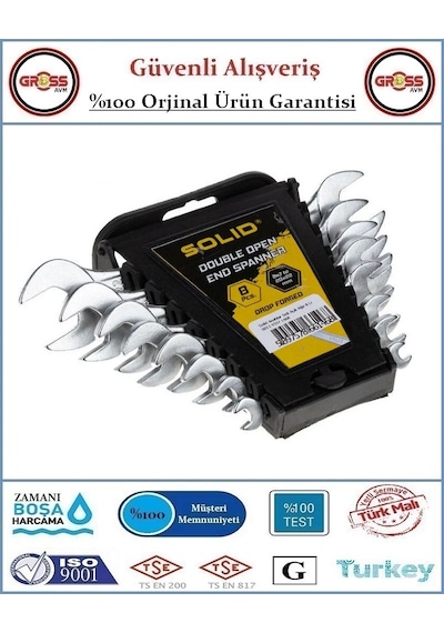 Solid Profesyonel Açık Ağız Anahtar Takımı - 8 Parça