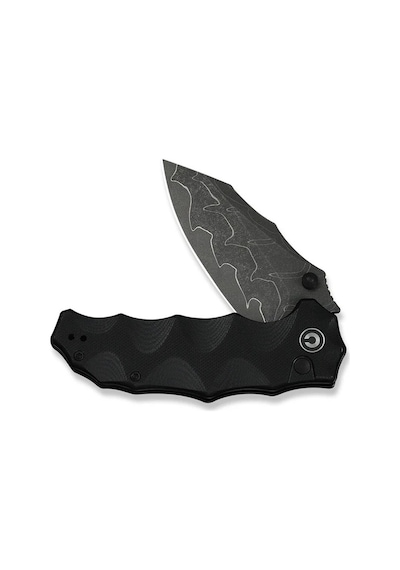 Civivi Natterjack Milled Black G10 Handle Damascus Blade Kamp Çakı Siyah