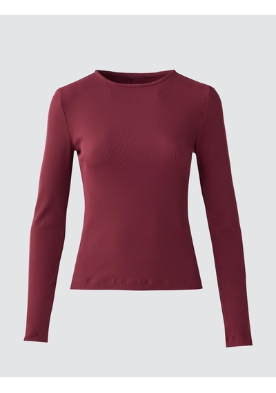 Jimmy Key Jimmy Key Bordo Dar Kesim Kayık Yaka Örme Bluz 5ww034949562