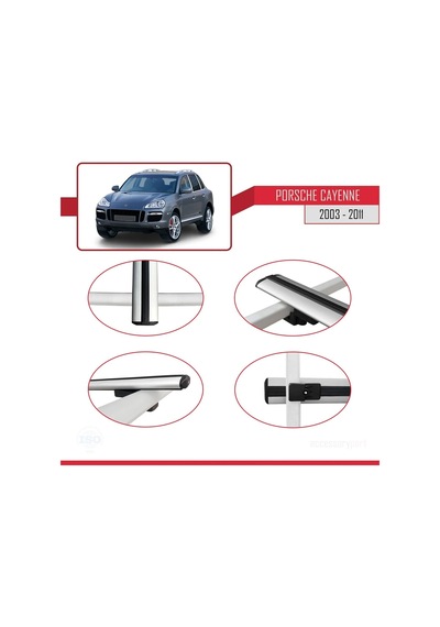 Porsche Cayenne 2003-2011 Arası İle Uyumlu Basic Model Ara Atkı Tavan Barı Gri 3 Adet