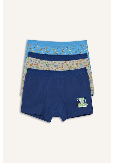 Defacto Kaykay Baskılı Penye 3lü Boxer Erkek Çocuk H1636a826smın176 İndigo-ın176