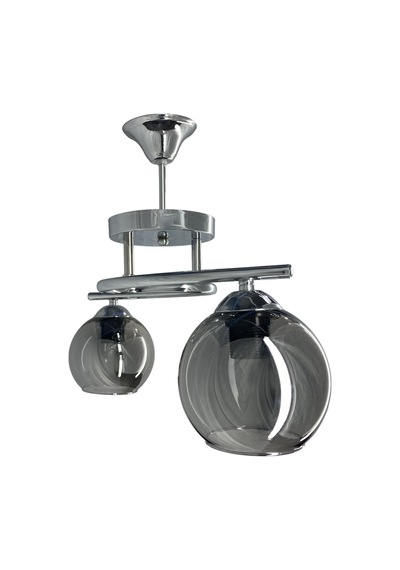 Fuji Krom 2'li Füme Camlı Avize Krom