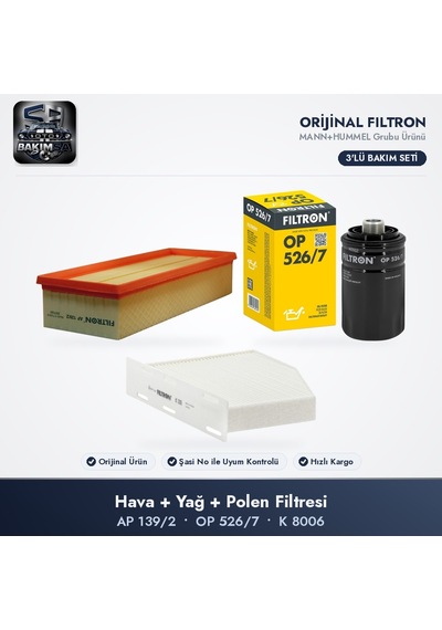 Filtron Filtre Bakım Seti Hava+yağ+polen - Golf 6 / Passat B6-b7-cc / Octavia 2 1.8-2.0 Tsı