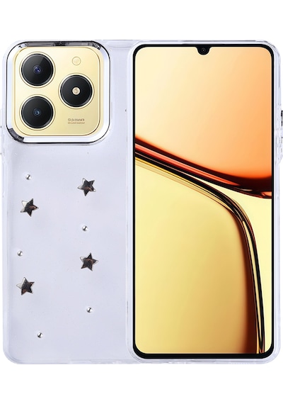 Teleplus Realme C61 Kılıf Kutup Simli Glitter Yıldız Desenli Kapak